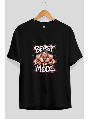 Ankhises Gym , Spor , Fitness Serisi 40 Ön Baskılı Oversize T-Shirt Erkek Kadın Pamuk Bisiklet Yaka Tişort