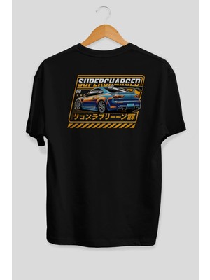 Ankhises Araba Serisi (22) Arka Baskılı Oversize T-Shirt Erkek Kadın Pamuk Bisiklet Yaka Tişort