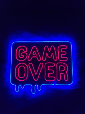 Dekoraven Game Over Neon LED Duvar Tabelası | Gamer Room & Oyun Odası Dekoru