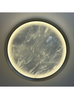 EOS Aydınlatma Marble Majestic 👑 50 Cm: 96W Kumandalı 3 Renk LED Mermer Desenli Plafonyer Avize Gece Modlu