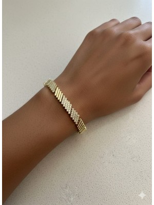 Candan  Özel Seri Gömme Taşlı Rold Renk Bileklik