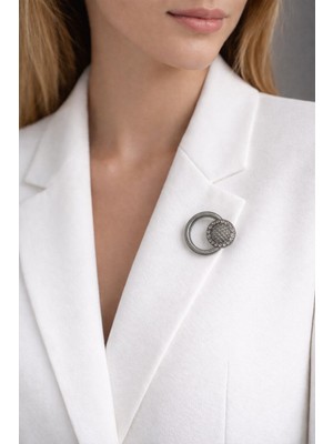 Gönülden Tasarım Zirkon Taş Işleme Çelik Broş Yaka Iğnesi 3x3 cm