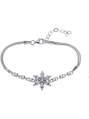 Nagiss Lotus Model Şeffaf Zirkon Taşlı 925 Ayar Gümüş Kadın Bileklik