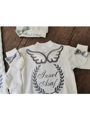 Minik Adımlar Isme Özel Nakışlı Melek Kanatlı Kristal Taşlıtulum