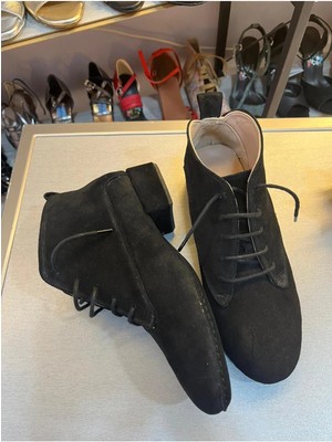 Bitangosu Siyah Süet Dans Botu- Bağcıklı-Süet Taban - Tüm Danslar Için Uygundur.