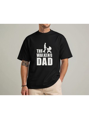 Kidilia Walking Dad Görselli %100 Pamuklu Bisiklet Yaka Baba T-Shirt