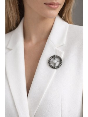 Gönülden Tasarım Füme Renk Inci Boncuklu Broş 4x4 cm