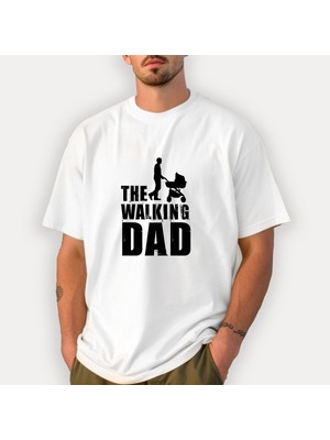 Kidilia Walking Dad Görselli %100 Pamuklu Bisiklet Yaka Baba T-Shirt