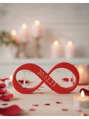 Merka Grup Kişiye Özel Baş Harfli ve Tarihli Sonsuzluk Sembolü - Dekoratif Masaüstü