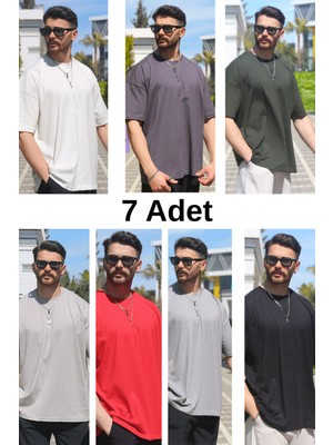 Eydamoon Erkek Çoklu Paket Oversize Süprem %100 Pamuk Kumaş Bisiklet Yaka T-Shirt