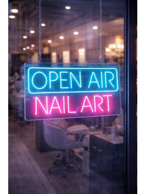 Dekoraven Open Air Nail Art Neon LED Tabela | Güzellik Merkezi & Nail Studio Cam Neon Yazı