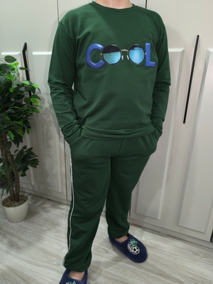 Pidal Giyim Cool Baskılı Pamuklu Uzun Kollu Erkek Çocuk Eşofman Takımı