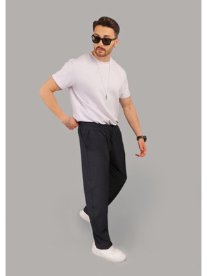 Eydamoon Likralı Lacivert Baggy Kesim Kargo Cepli Ayarlanabilir Paça Yazlık Eşofman Altı