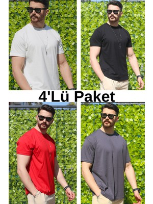 Eydamoon Erkek Çoklu Paket Regular Likralı Kumaş %100 Pamuklu Bisiklet Yaka Kısa Kollu T-Shirt
