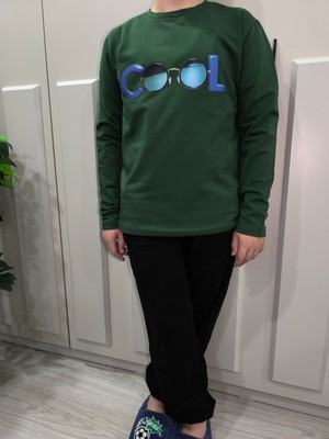 Pidal Giyim Cool Baskılı Pamuklu Uzun Kollu Erkek Çocuk Eşofman Takımı