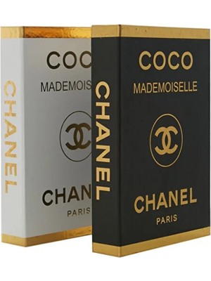 2'li Coco Siyah&beyaz Gold Dekoratif Kitap Kutu