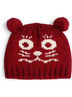 Bulut Anne ve Çocuk Çocuk Bere %100 Yün Ponponlu Hayvan Figürlü Tek Renk Bere 6-10 Yaş