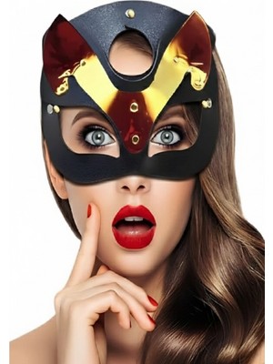 Candy Women Gold Deri Fantazi Kedi Maske