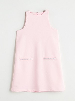 Lc Waikiki Yeni Sezon Bisiklet Yaka Taşlı Kız Çocuk Elbise