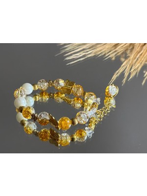 Mrc Akrilik Necef uyumlu Taş Kadın Bileklik Gold Altın Gümüş Silber Detaylı Hediyelik