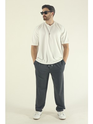 Eydamoon Erkek Füme Baggy Kesim Örme Kumaş Bol Paça Eşofman Altı