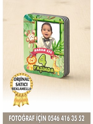 Reklamella Safari Temalı Kişiye Özel Resimli Doğum Günü Magneti 8x6 cm  10 Adet