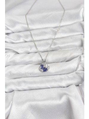 Bsre Gümüş Renk Gece Figürlü Zirkon Taşlı Kadın Kolye (316L Çelik)