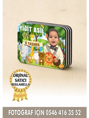 Reklamella Safari Temalı Kişiye Özel Resimli Doğum Günü Magneti 8x6 cm  10 Adet