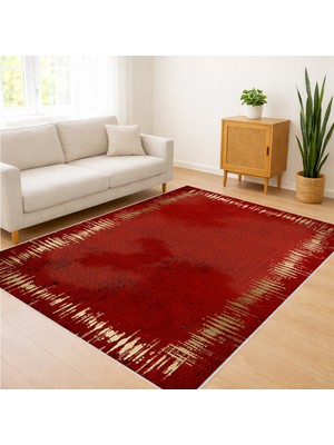 Kırmızı Vintage Görünümlü Salon Halısı Antialerjik Kaymaz Tabanlı Klasik ve Sıcak Mekanlar Için - FNL-156