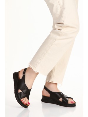 M&B COLLECT Iç Dış Hakiki Deri Ortopedik Kadın Sandalet