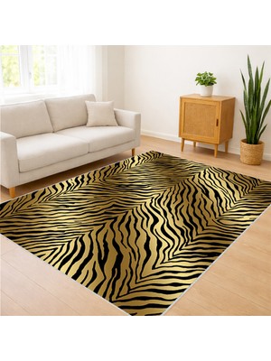 Zebra Desenli Modern Salon Halısı Leke Tutmaz Kaymaz Tabanlı Dikkat Çekici Tasarım - FNL-136