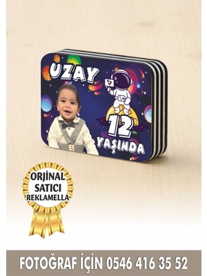 Reklamella Uzay Temalı Kişiye Özel Resimli Doğum Günü Magneti 8x6 cm  10 Adet