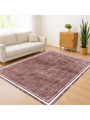 Bordo Tonlarda Düz Dokulu Salon Halısı Yıkanabilir Kaymaz Tabanlı Sıcak ve Şık Stil - SM-553