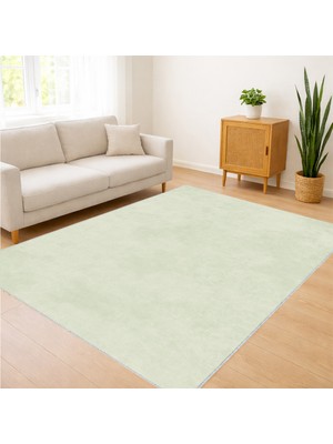 Açık Yeşil Tonlarda Düz Dokulu Salon Halısı Yıkanabilir Antialerjik Kaymaz Tabanlı Doğal Stil - FNL-410