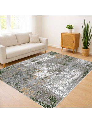 Gri ve Krem Tonlarda Eskitme Dokulu Salon Halısı Yıkanabilir Toz Tutmaz Kaymaz Tabanlı - SM-186