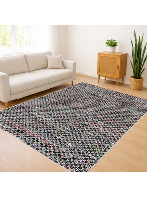 Gri Tonlarda Ince Dokulu Modern Salon Halısı Antialerjik Kaymaz Tabanlı Sade Kullanım - SM-257