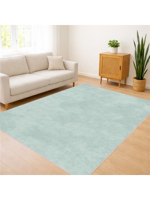 Mint Yeşili Tonlarında Düz Dokulu Salon Halısı Yıkanabilir Antialerjik Kaymaz Tabanlı Ferah Görünüm - FNL-408