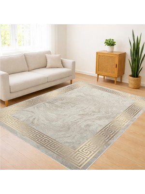 Açık Krem Zeminli Sade Dokulu Salon Halısı Antialerjik Kaymaz Tabanlı Ferah Görünüm - SM-273