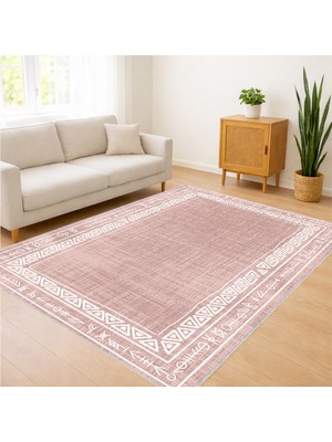 Açık Pembe Tonlarda Sade Dokulu Salon Halısı Yıkanabilir Toz Tutmaz Kaymaz Tabanlı - SM-282