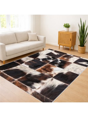 Siyah ve Beyaz Post Görünümlü Salon Halısı Yıkanabilir Toz Tutmaz Kaymaz Tabanlı - SM-323