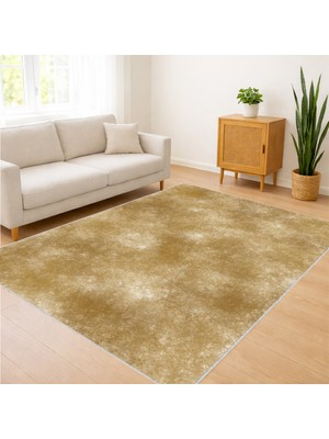 Altın Sarısı Tonlarda Yumuşak Dokulu Sade Salon Halısı Antialerjik Kaymaz Tabanlı Sıcak Görünüm - SM-339
