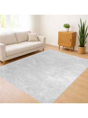 Beyaz Zeminli Sade Yüzeyli Salon Halısı Yıkanabilir Kaymaz Tabanlı Ferah Mekanlar Için - SM-602