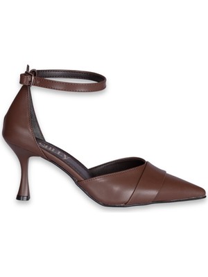 Solmaz Solly Bilekten Bağlı Kahve Kadın Topuklu Ayakkabı