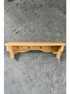 İda Wooden Dekoratif Terek -  Duvar Rafı & Askılık – 4 Askılı Dekoratif Mutfak ve Antre Tereği - Rafı