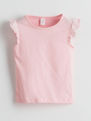 Lc Waikiki Yeni Sezon Bisiklet Yaka Brodeli Penye Kız Çocuk Bluz