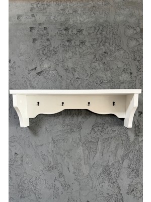 İda Wooden Dekoratif Terek -  Duvar Rafı & Askılık – 4 Askılı Dekoratif Mutfak ve Antre Tereği - Rafı