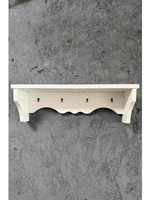 İda Wooden Dekoratif Terek -  Duvar Rafı & Askılık – 4 Askılı Dekoratif Mutfak ve Antre Tereği - Rafı