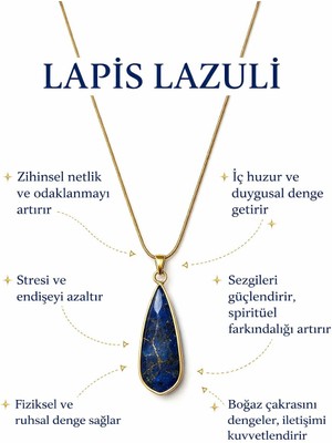Solare Accessories Lapis Lazuli  Doğal Taşlı Altın Kaplama Kolye