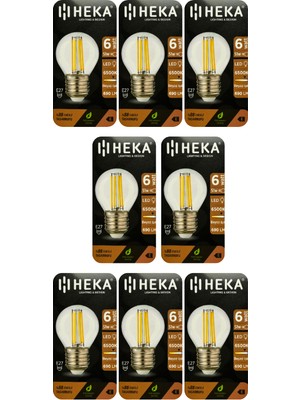 (8 Adet) Heka 6W (51W) 6500K (Beyaz Işık) E27 Duylu Şeffaf LED Ampul