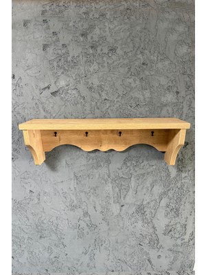 İda Wooden Dekoratif Terek -  Duvar Rafı & Askılık – 4 Askılı Dekoratif Mutfak ve Antre Tereği - Rafı